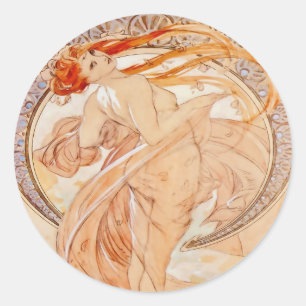 Die vier Künste - Tanz, Jugendstil Vintag Runder Aufkleber