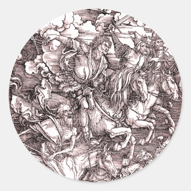 Die vier Pferde der Apokalypse (Dürer, 1498) Runder Aufkleber (Vorderseite)