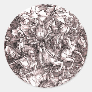 Die vier Pferde der Apokalypse (Dürer, 1498) Runder Aufkleber