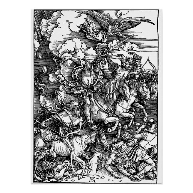 Die vier Pferde (Durer 1511) Poster (Vorderseite)