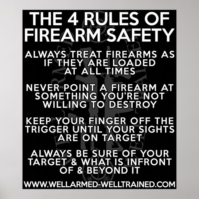 Die vier Regeln für die Sicherheit von Feuerwaffen Poster (Vorne)