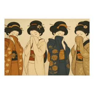 Die Vier Schüchternen Geishas - Japan Schönheiten Fotodruck