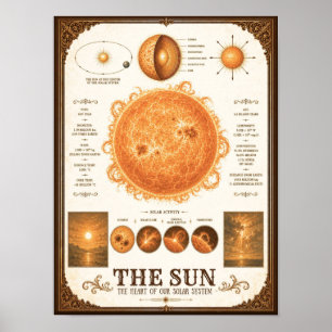 Die viktorianische Astronomie-Karte der Sonne Poster