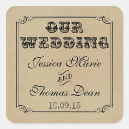 Die Viktorianische Steampunk-Hochzeitssammlung Quadratischer Aufkleber