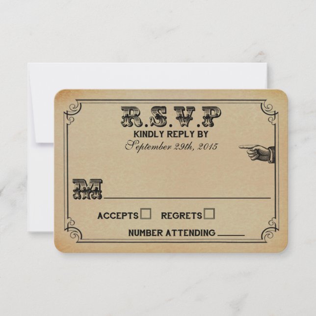 Die Viktorianische Steampunk-Hochzeitssammlung RSVP Karte (Vorderseite)