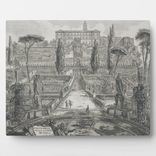 Die Villa d'Este in Tivoli (Gravur) Fotoplatte (Vorderseite)