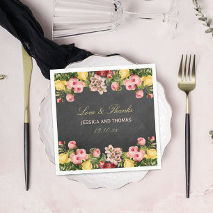 Die Vintage-Blumen-Kreidetafel-Hochzeitskollektion Serviette