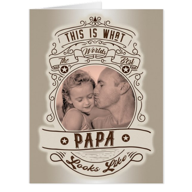 Die Vintage Fotokarte für das Zitat von Papa (Vorderseite)