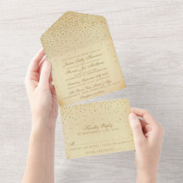 Die Vintage Glam Gold Confetti Wedding Collection All In One Einladung