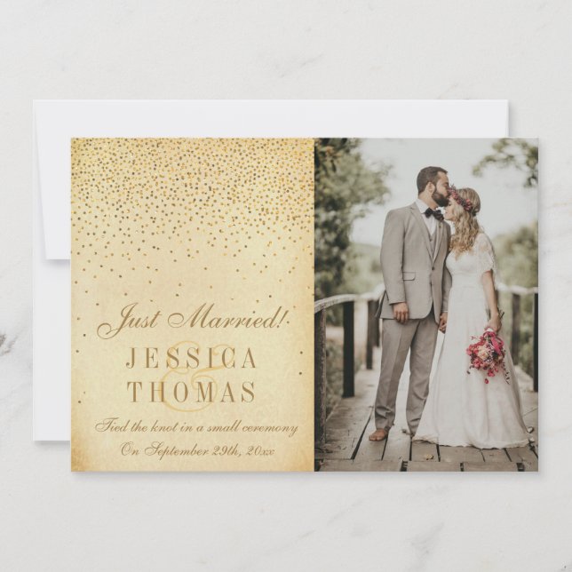 Die Vintage Glam Gold Confetti Wedding Collection Ankündigung (Vorderseite)