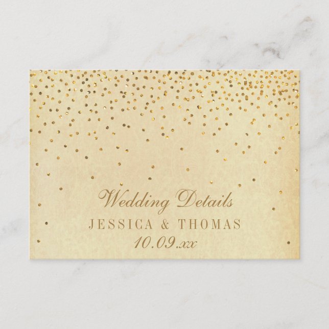 Die Vintage Glam Gold Confetti Wedding Collection Begleitkarte (Vorderseite)