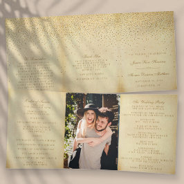 Die Vintage Glam Gold Confetti Wedding Collection Dreifach-gefaltete Programmkarte