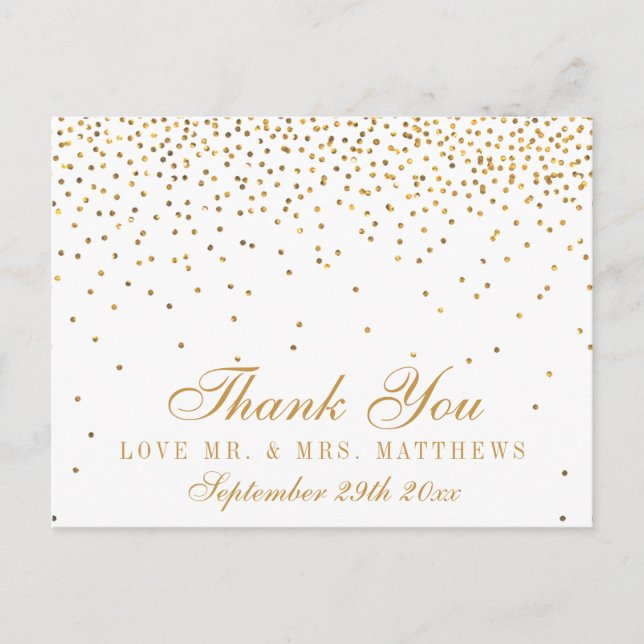 Die Vintage Glam Gold Confetti Wedding Collection Postkarte (Vorderseite)