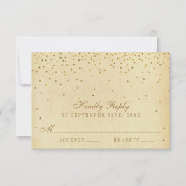 Die Vintage Glam Gold Confetti Wedding Collection RSVP Karte