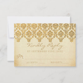 Die Vintage Goldmedaille für die Hochzeit von Glam RSVP Karte