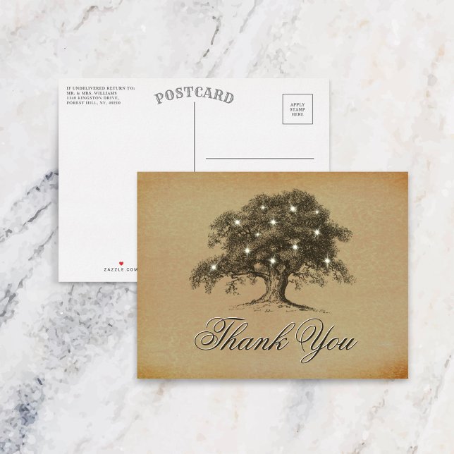 Die Vintage Hochzeitskollektion aus Eichenholz Postkarte (Von Creator hochgeladen)