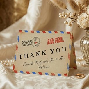 Die Vintage Hochzeitskollektion der Luftpost Dankeskarte