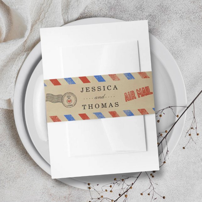 Die Vintage Hochzeitskollektion der Luftpost Einladungsbanderole (Von Creator hochgeladen)