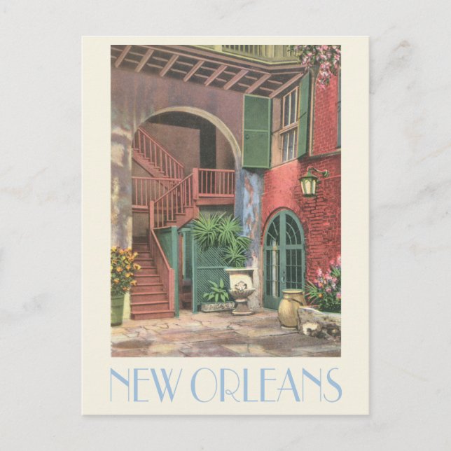 Die Vintage Hofszene von New Orleans Postkarte (Vorderseite)