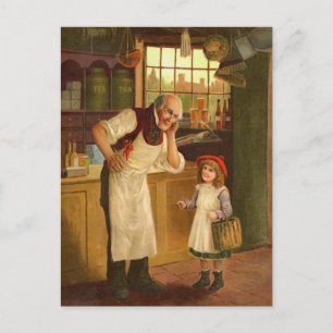 Die Vintage Illustration des Lebensmittelhändlers Postkarte