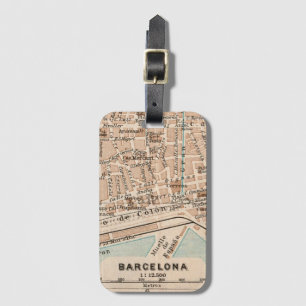 Die Vintage Karte von Barcelona Gepäckanhänger