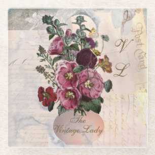 Die Vintage Lady Vase + Monogramm Glasuntersetzer