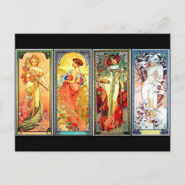Die Vintage Mucha-Postkarte der Four Seasons 3. Se Postkarte
