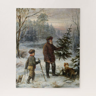 Die Vintage Schneelandschaft des Weihnachtsbaumes