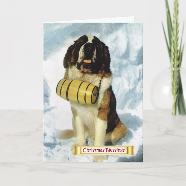 Die Vintage Schweiz, Bernhardiner-Hund, Feiertagskarte (Vorderseite)