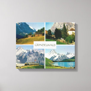 Die Vintage Schweiz, Grindelwald, Jungfrau Leinwanddruck