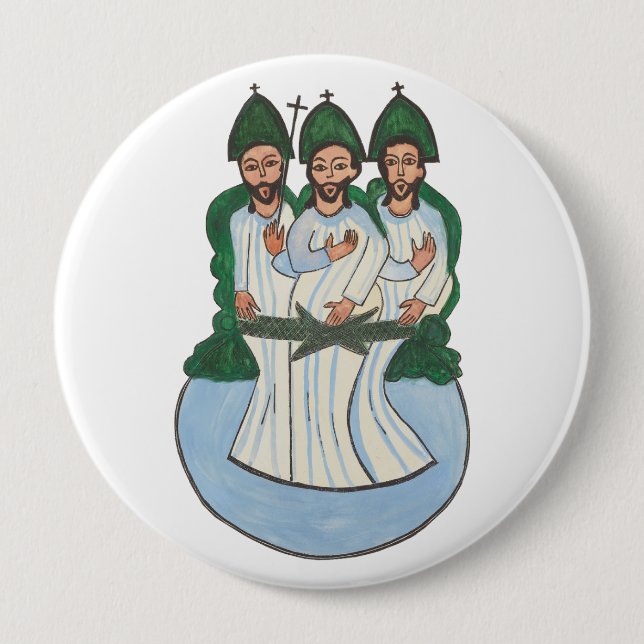 Die Vintage Volkskunst mit der Heiligen Dreiheit Button (Vorderseite)