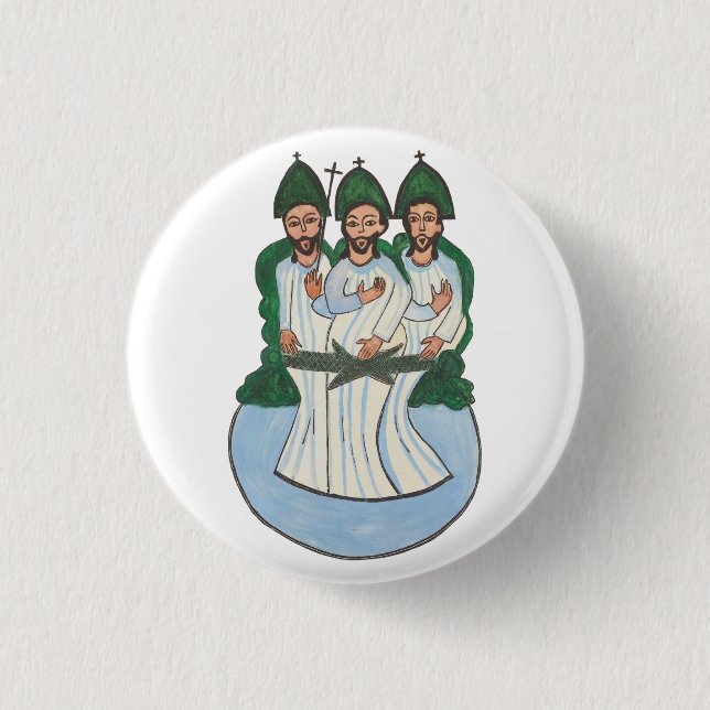 Die Vintage Volkskunst mit der Heiligen Dreiheit Button (Vorderseite)
