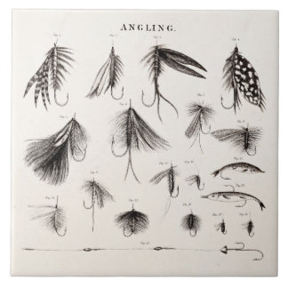 Die Vintagen 1800s, die Fliegen-Fischen angeln, Fliese