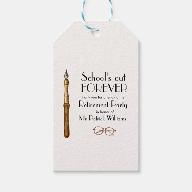 Die Vintagen Lehrer für immer ausscheiden lassen Geschenkanhänger (Vorderseite)