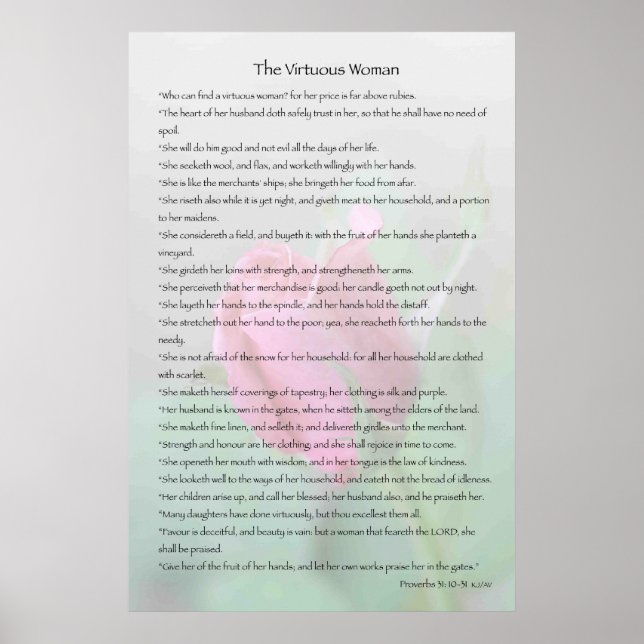 Die Virtuous Woman Sprichwörter 31:10-31 Print Poster (Vorne)