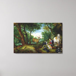 Die Vision von St. Hubert, c.1620 (Öl auf Platte) Leinwanddruck