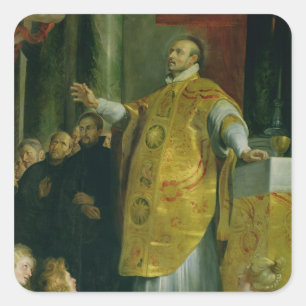 Die Vision von St Ignatius von Loyola Quadratischer Aufkleber