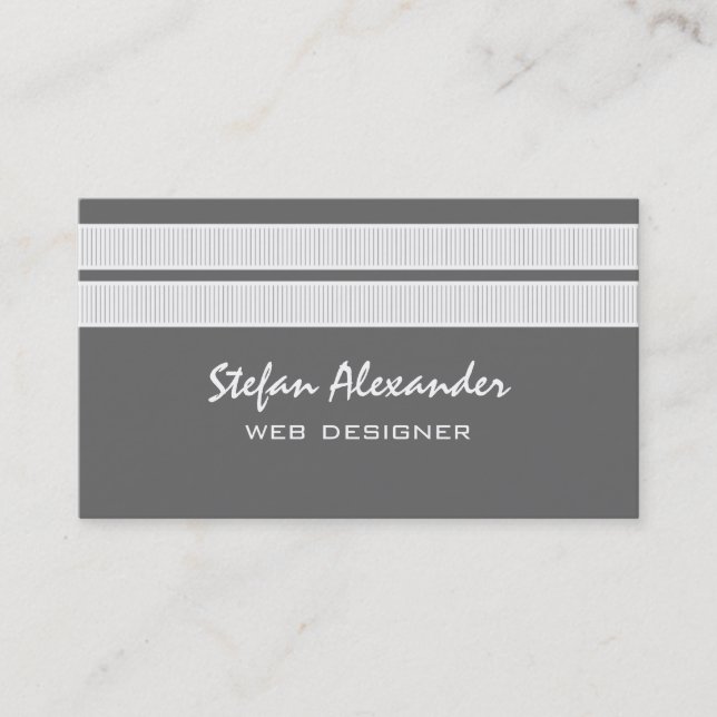 Die Visitenkarte mit schlichtem Chic Stripes, grau (Vorderseite)