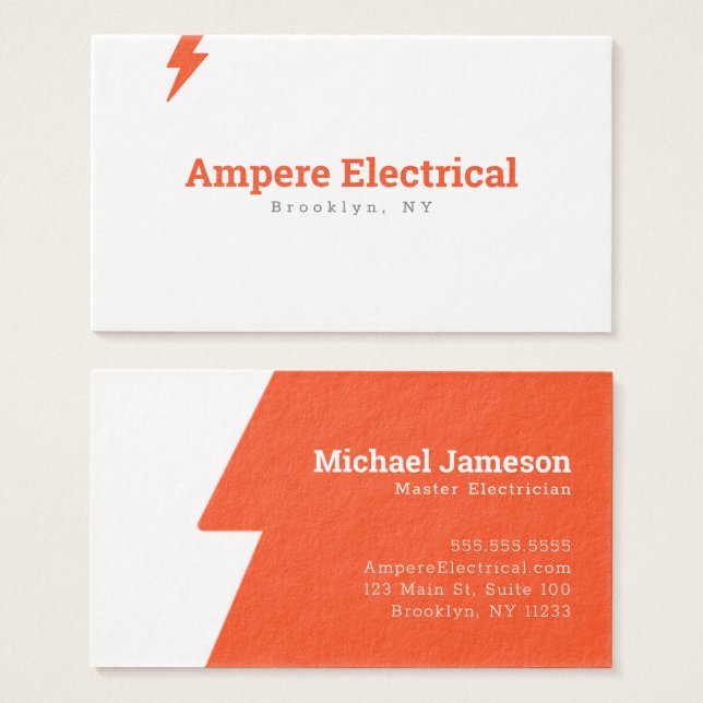 Die Visitenkarte von Bolt Red und White Electricia (Vorne & Hinten)