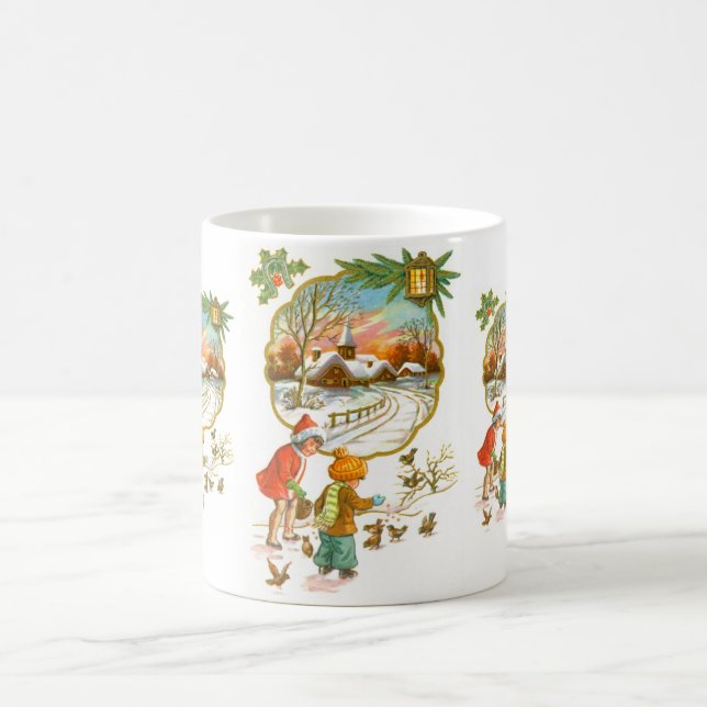 Die Vögel fütternd Kinder Kaffeetasse (Mittel)