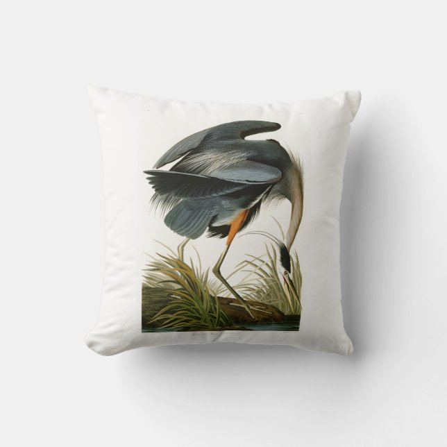 Die Vögel Graureiher-Johns Audubon von Amerika Kissen (Vorderseite)