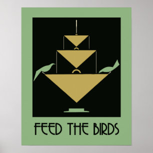 Die Vögel grün und gelb gefüttert Poster