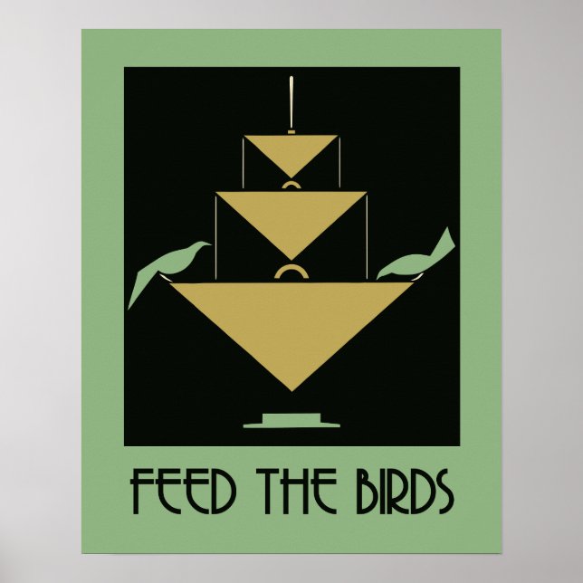 Die Vögel grün und gelb gefüttert Poster (Vorne)