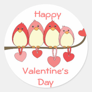 Die Vögel im Valentinstag Runder Aufkleber