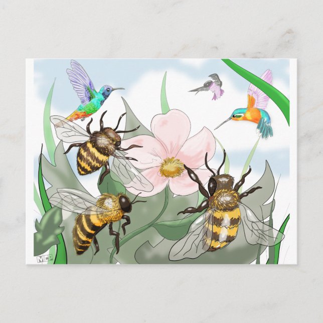Die Vögel und die Bienen Postkarte (Vorderseite)