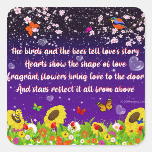 Die Vögel und die Bienensticker Quadratischer Aufkleber