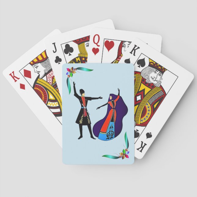 Die Volkstänzer, die Fahrräder spielen Spielkarten (Rückseite)