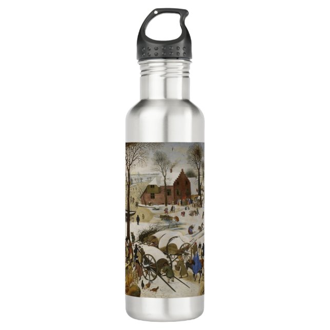 Die Volkszählung in Bethlehem (von Pieter Bruegel) Edelstahlflasche (Vorderseite)