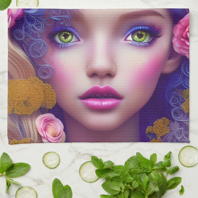 Die von der ukrainischen Kultur Inspirierte Blumen Geschirrtuch (Gefaltet)