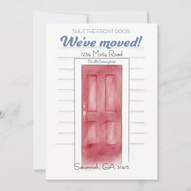 Die Vordertür-Verbindungskarte wird rot geschlosse Einladung (Vorderseite)